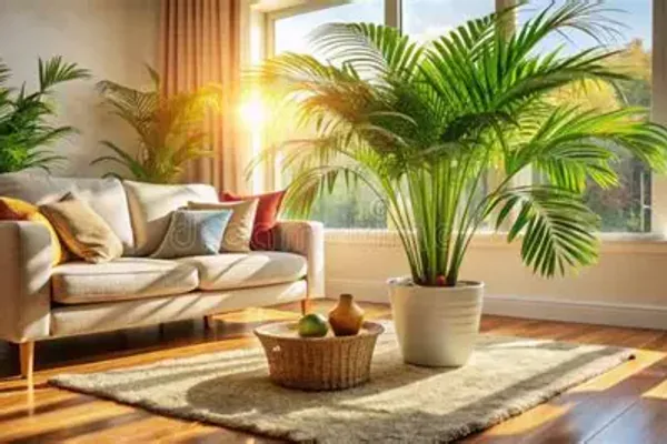 healthy areca palm bright living room